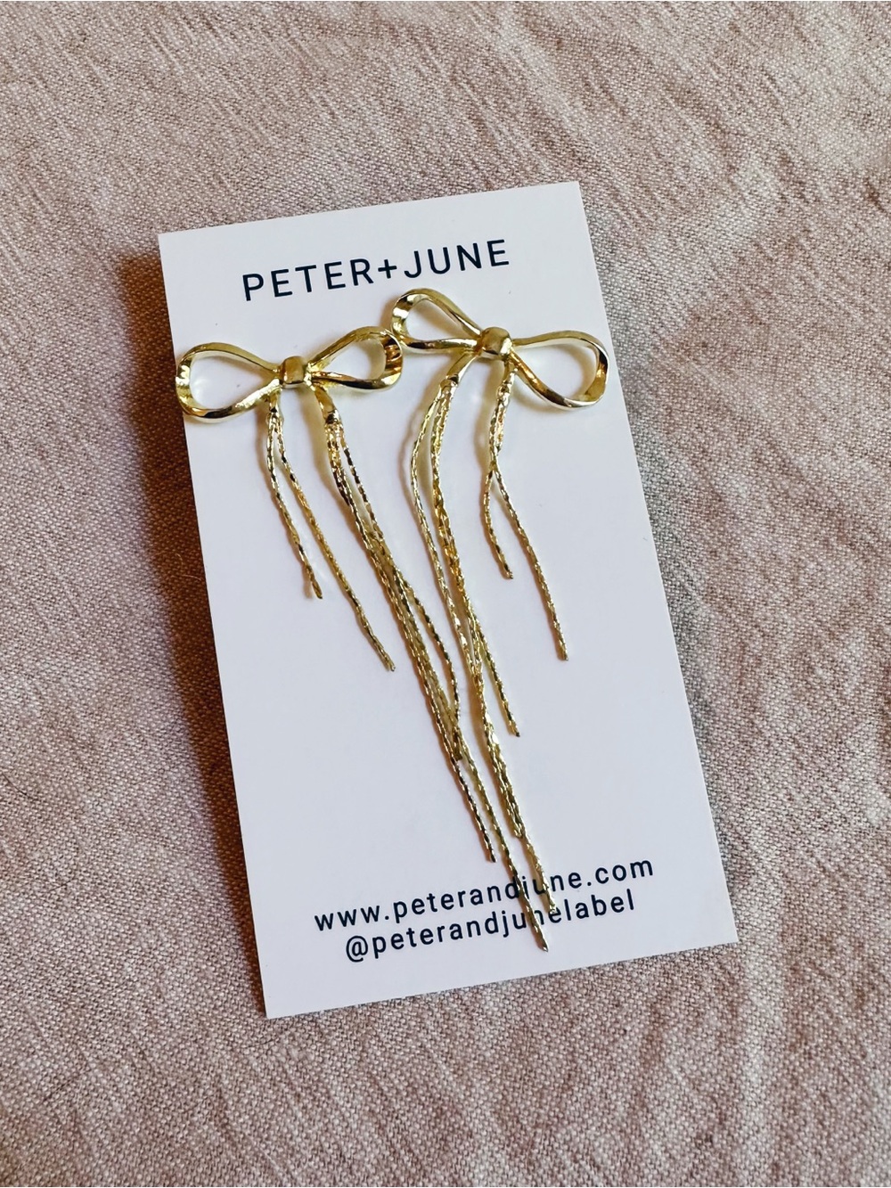 Peter And June Gold Plated Bow Dangle Earrings New NWT Cute Coquette Girly